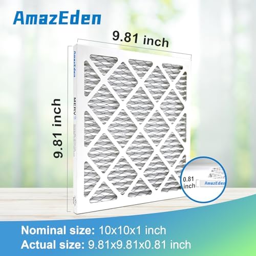 10x10x1 AC Air Filter MERV 11 (4-Pack) MPR 1000 FPR 7 HVAC Furnace Pleated Filters Dust Defense Replacement for Home (Exact Dimensions: 9.81x9.81x0.81 Inches)