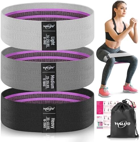 WALITO Resistance Bands for Legs and Butt, Fabric Exercise Loop Bands Yoga, Pilates, Rehab, Fitness and Home Workout, Strength Bands for Booty
