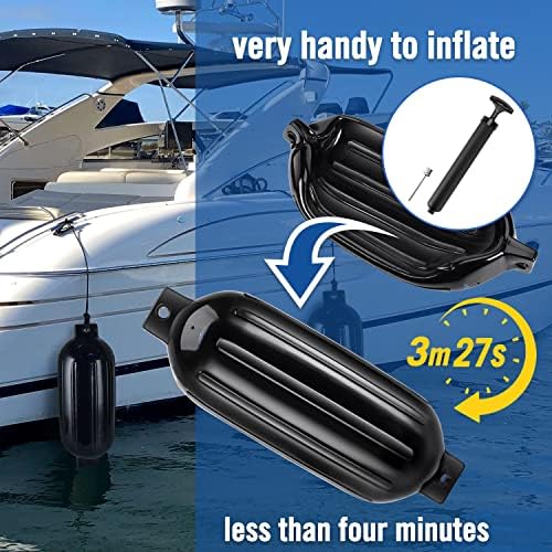 Affordura Boat Fender 4 Pack Boat Bumpers Fenders with 4 Ropes, Boat Bumpers for Pontoon Boat Fenders Inflatable
