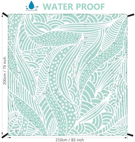Beach Blanket Waterproof Sandproof Beach Mat 79”x 83” for 1-4 Adults Quick Drying Durable Outdoor Picnic Mat for Beach Festival Travel Picnic Camping Hiking (LBL-Ripple, 79"×83"(4 Person))