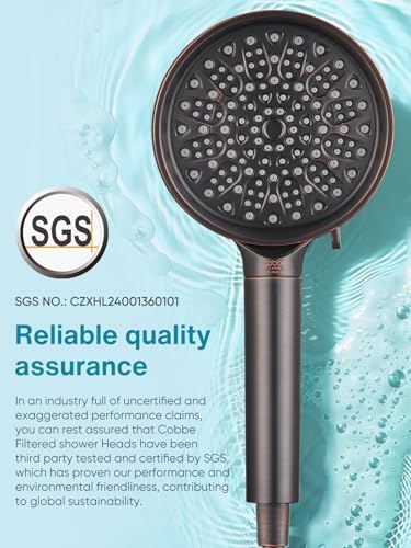 Cobbe Filtered Shower Head with Handheld, High Pressure 6 Spray Mode Showerhead with Filters, Water Softener Filters Beads for Hard Water - Remove Chlorine - Reduces Dry Itchy Skin, Oil Rubbed Bronze