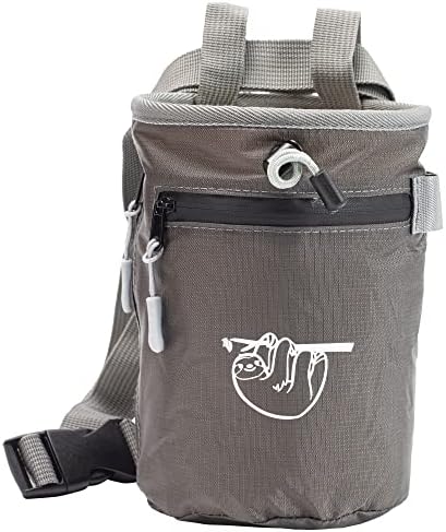 Chalk Bag for Rock Climbing, Climbing Chalk Bag for Bouldering with 2 Large Zipper Storage Pockets, Premium Gym Chalk Bag for Weightlifting, Great Gift and Rock Climbing Gear