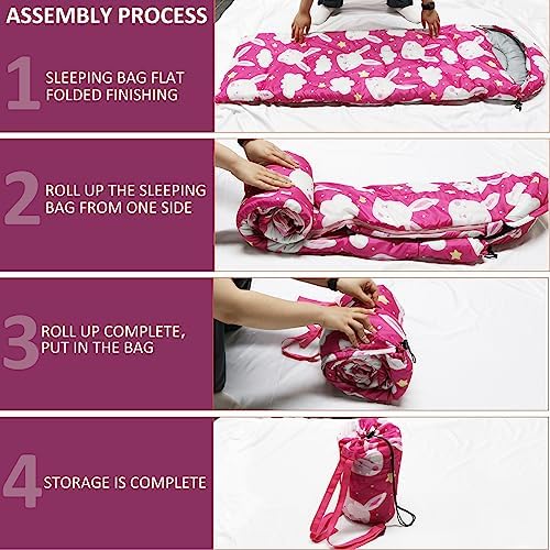 Kids Sleeping Bags - Camping Sleeping Bags with Carry Bag - Compact Sleeping Bag for Hiking, Backpacking 3 Season Warm & Cool Weather, Lightweight Waterproof Outdoor Travel for Boys Girls