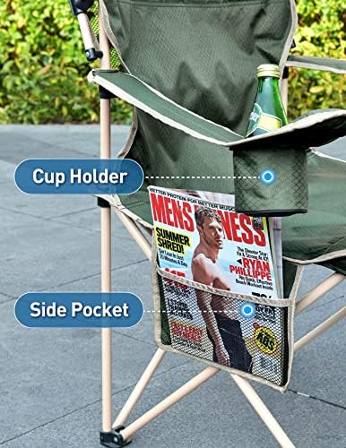Beach Chair with Canopy Shade, Folding Camping Chair with Canopy with Cup Holder, Side Pocket for Camp, Beach, Tailgates, Fishing - Support 330 LBS