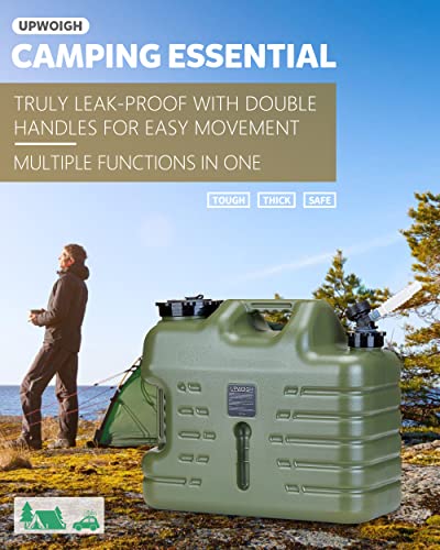 UPWOIGH 5 Gallon Water Jug, Camping Water Container,Truly No Leakage Water Storage,Large Military Green Water Tank,BPA Free Portable Emergency Water Containers for Outdoors Hiking Accessories