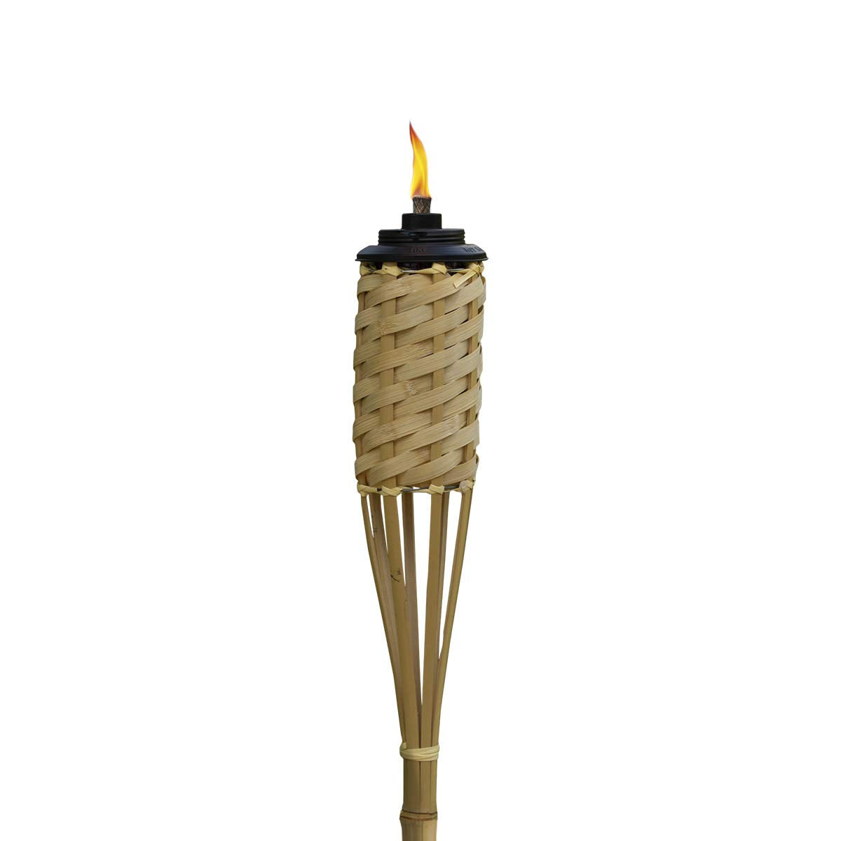 TIKI Bamboo Tiki Torches 12-Pack – Weather-Resistant Outdoor Décor with Easy-Pour Wide-Mouth Canister Refill for Patio, Garden, Backyard, and Parties, 57-Inch Citronella Torches
