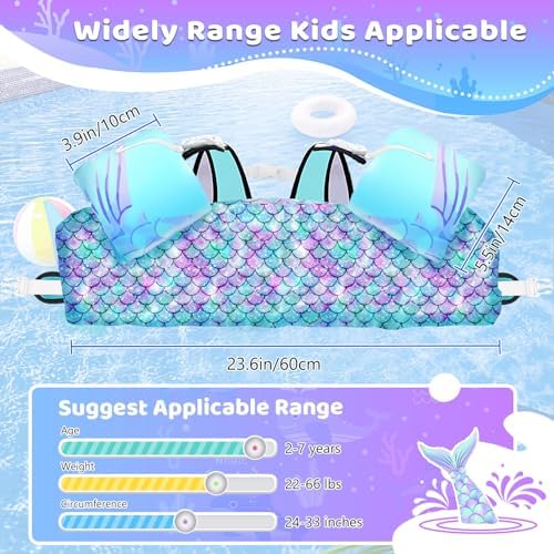 Vvinca Separable Toddler Swim Vest Fit 22-66 Lbs(1-6 Years)|2025 Newest 3 in 1 Pool Float & Arm Bands Boys and Girls, Adjustable Sturdy Safety for Infant 1 2 3 4 5 6 Year