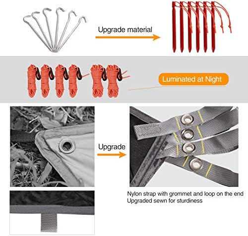 REDCAMP Hammock Rain Fly Camping Tarp Waterproof, 10x10ft Lightweight Backpacking Rain Tarp Shelter for Hiking Outdoor, Black