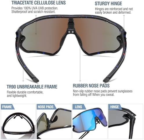 DUCO Kids Sunglasses Youth Baseball Sun Glasses Lightweight TR90 Frame UV400 Sports Cycling Shades for Boys Girls DK268