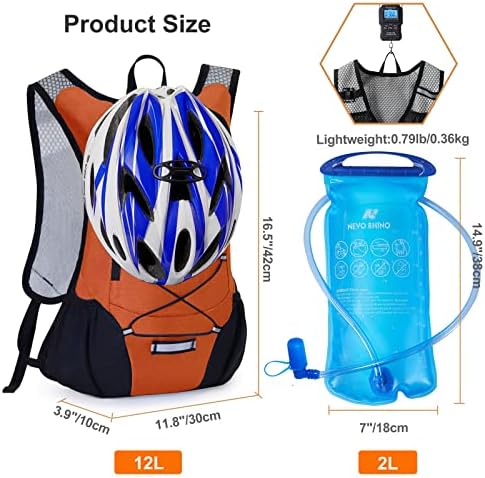 Lightweight Hydration Backpack, Running Backpack with 2L Water Bladder, Hydro Water Daypack for Cycling Hiking Rave for Men Women