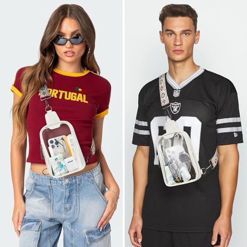 DOUBLE ZIP Clear bags Stadium Approved Crossbody Sling Bag Fanny Pack Purses for Women Men Belt bag for Stadium Events