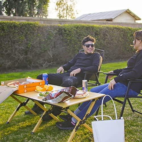 Folding Camping Table, Lightweight Roll-Up Table Aluminum Low Portable Picnic Table with Carrying Bag for Outdoor, Beach, Picnic, Backyards, BBQ and Party, 45.2''L x 23.6''W x 17.3''H
