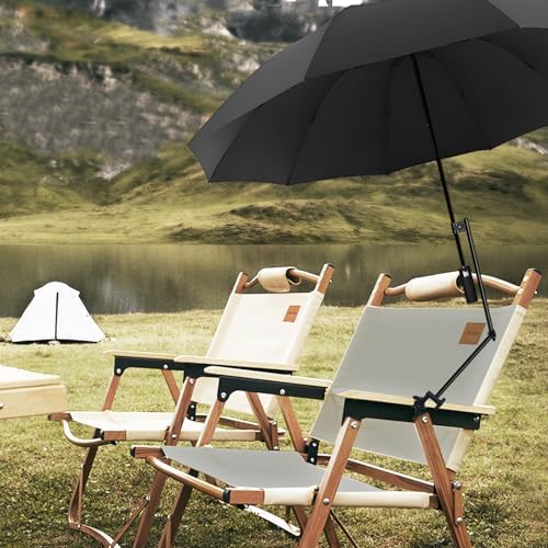 UPF 50+ UV Protection Beach Umbrella with Adjustable Universal Clamp for Beach, Golf, Backyard Activities