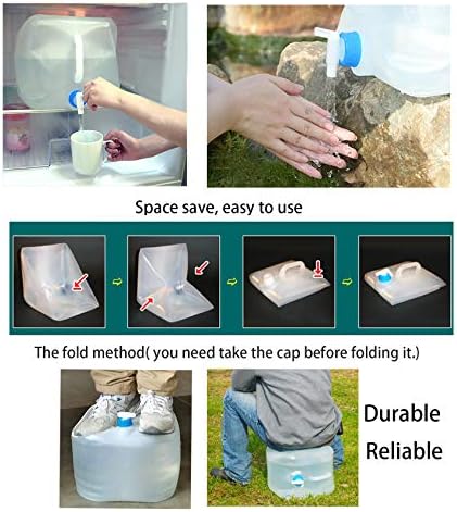 Cedilis 2 Pack 5.3 Gallon Collapsible Water Container with Spigot, Food Safe Water Storage Jug, BPA-Free Camping Water Storage Jug Canteen for Outdoor Hiking and Emergency, Portable, Foldable