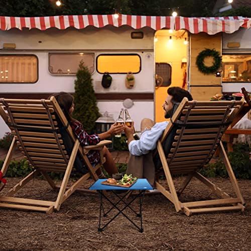 VILLEY Portable Camping Side Table, Ultralight Aluminum Folding Beach Table with Carry Bag for Outdoor Cooking, Picnic, Camp, Boat, Travel