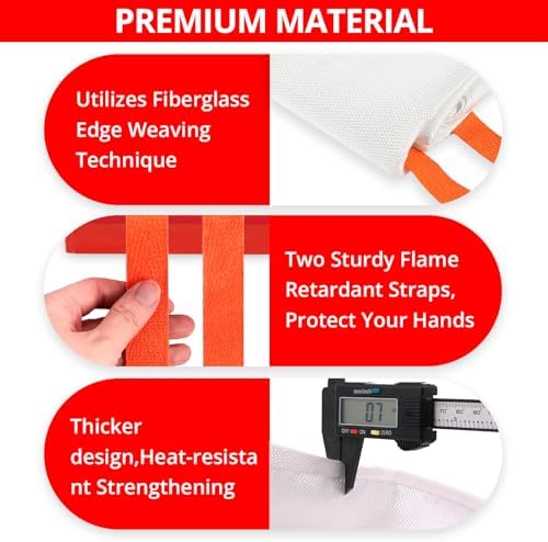 SecuCaptain Emergency Fire Blanket for Home and Kitchen - 8 Pack 40"x40" Flame Suppression Fiberglass Fire Blankets for House Camping Car Warehouse Office Emergency Survival Safety