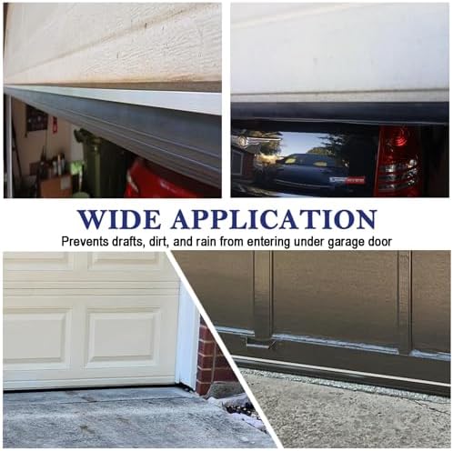 Garage Door Seals Bottom Rubber Weather Stripping Kit Replacement, U+O Ring Weatherproof Threshold Buffering Sealing Rubber, 1/4 Inch T Ends, 4 Inch Width (16 Ft)