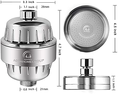 AquaHomeGroup Luxury Filtered Shower Head Set 20+3 Stage Shower Filter for Hard Water Removes Chlorine and Harmful Substances - Showerhead Filter High Output