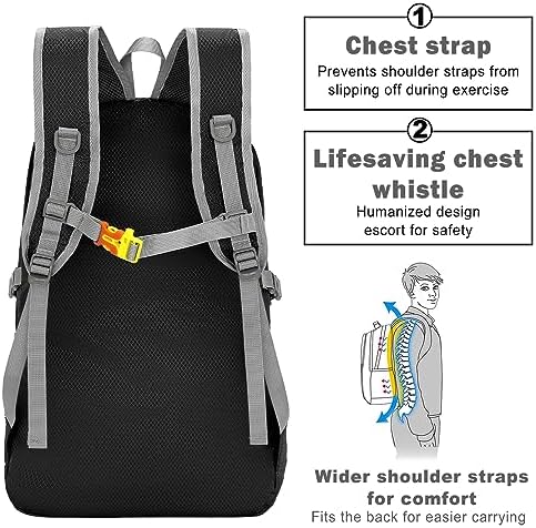 WEREWOLVES 20/35L Lightweight Hiking Backpack, Ultralight Water Resistant Packable Daypack for Women Men