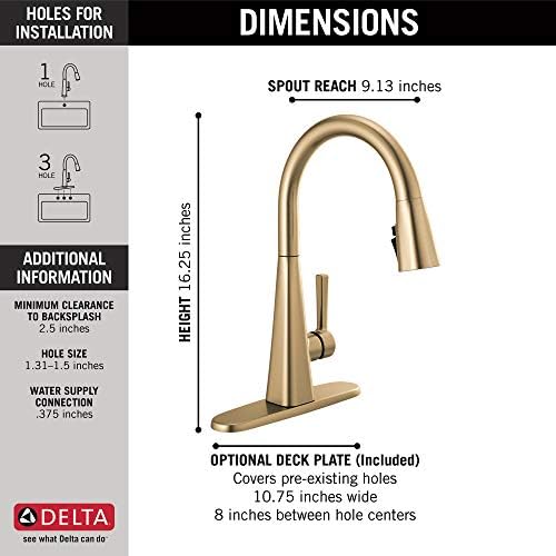 Delta 19802Z-CZ-DST Lenta Kitchen Faucet, Without Soap Dispenser, Champagne Bronze