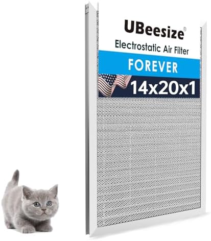 UBeesize 14x20x1 Reusable Electrostatic Air Filter HVAC AC Furnace Filter,MERV 8, Washable, Lasts a Lifetime,Permanent Air Filter,Breathe Fresher,Home And Office(Actual Size:13.5x19.5x0.82 Inch)