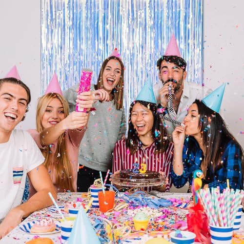 20 Pack Foil Curtain Backdrop Iridescent Metallic Tinsel Foil Fringe Curtains Photo Booth Props for Birthday Wedding Engagement Baby Shower Bachelorette Christmas Holiday Celebration Party Decoration