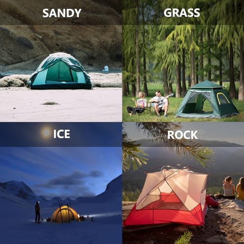 8" Tent Stakes Heavy Duty 12 Pack, Screw in Tent Stakes, Metal Threaded Camping Stakes, Ground Anchors for Canopies, Gardening and Inflatable Decor, with Hex Socket, Stake Puller and Storage Box