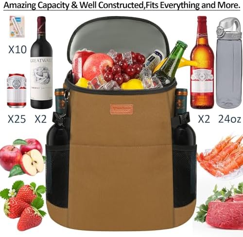 Camping Cooler Backpack 30 Cans, Soft Backpack Coolers Insulated Leak Proof Travel Cooler Bag Waterproof Lunch Picnic Beach Work Trip Thermal Bag Drink Beverage Beer Bag Cooler