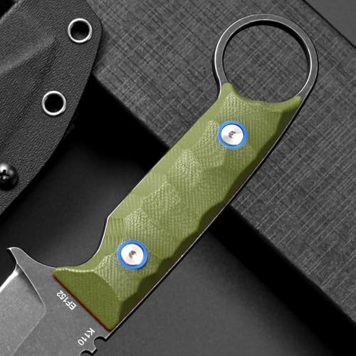 Eafengrow EF152 Fixed Blade Knife K110 Steel Blade G10 Handle Full Tang EDC Tool Knife for Outdoor Working Camping Hiking
