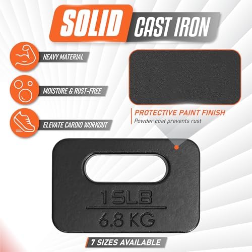 Yes4All Cast Iron Ruck Weight, Weighted Plate for Rucking, Swings, Squat, Strength Training - Multiple Weights: 10LB to 45LB