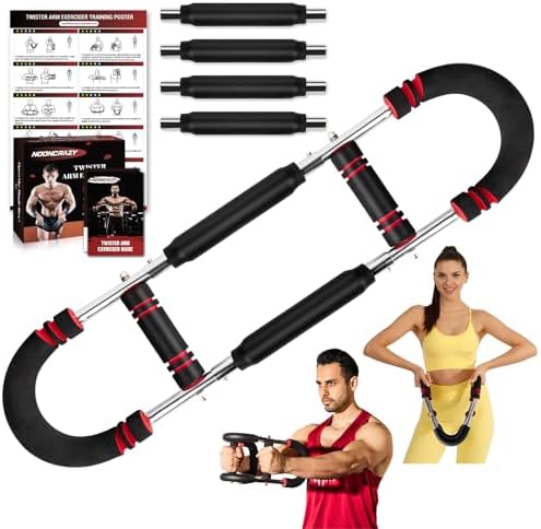 Twister Arm Trainer, Adjustable Twister Arm Chest Exerciser with 4 Spring & Training Poster for Men & Women, Detachable Power Twister Home Fitness Equipment for Enhancing Upper Body Muscle