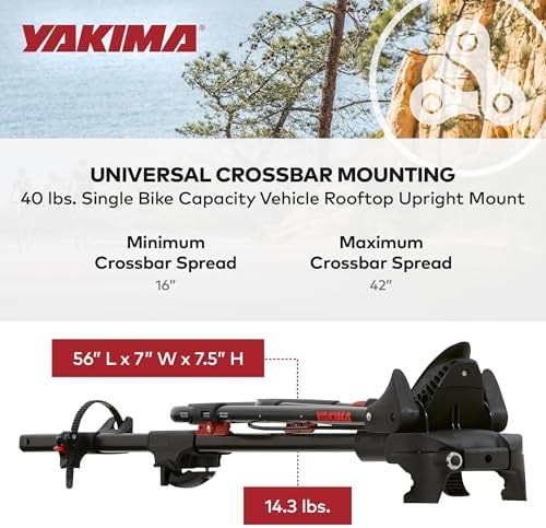 Yakima Rooftop Bike Rack Mount, Heavy-Duty Car & SUV Roof Carrier, FrontLoader, Black - Bicycle Storage Equipment and Accessories for Vehicles