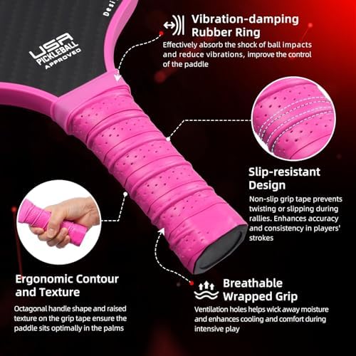BAGAIL Pickleball Paddles, USAPA Approved Fiberglass Surface Pickleball Set, Lightweight Pickle Ball Rackets with 4 Balls, 1 Bag, Designed in California for Traction and Stability