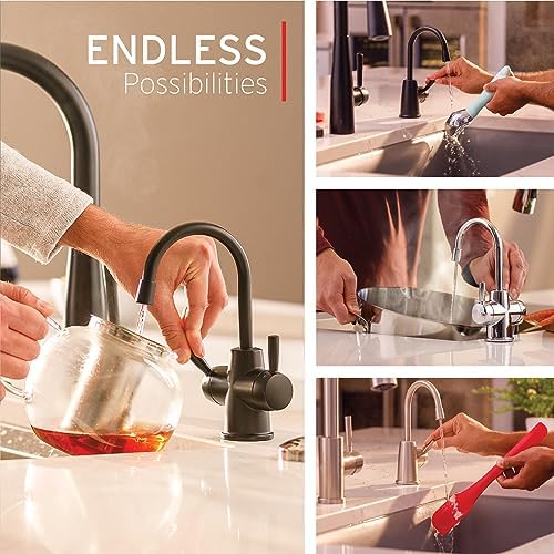 InSinkErator Stainless Steel Tank, HC250MBLK-SS HOT250 System, 2-Handle Drinking Faucet in Matte Black with 2/3-Gallon, Filter-Compatible Instant Hot/Cold Water Dispenser