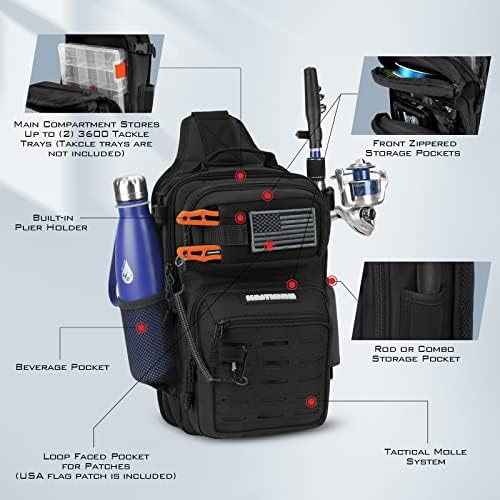 KastKing BlowBak Tactical Fishing Sling Tackle Bag - Lightweight Fishing Backpack - Storage for Gear and Equipment - Gift for Men