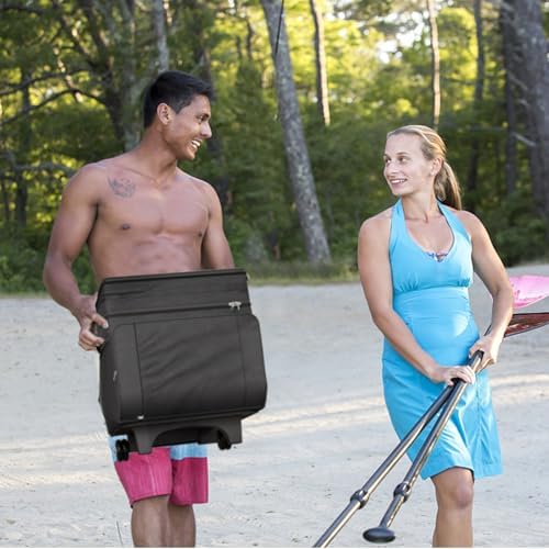 Cooler with Wheels and Handle, 50 Can Rolling Cooler, Portable Collapsible Soft Cooler Bag with Wheels,Leakproof Insulated Wheeled Cooler for Beach, Camping, Patio Travel, Outdoor, Ball Fields