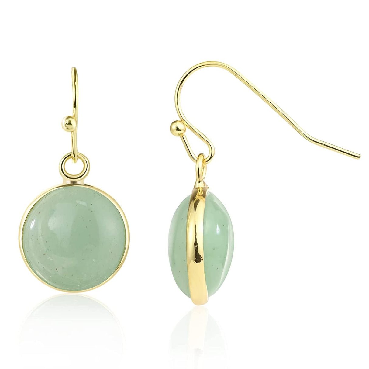Green Earrings for Women – Dainty Gold Dangle – Real Jade -Sage - Light – Pale – Dark - Green Stone – Rose Quartz Pink Crystal Genuine – Natural Gemstone - Dainty -Short -Drop and Dangle – Lightweight - Unique Anniversary Birthday Gifts for Wife – Teacher