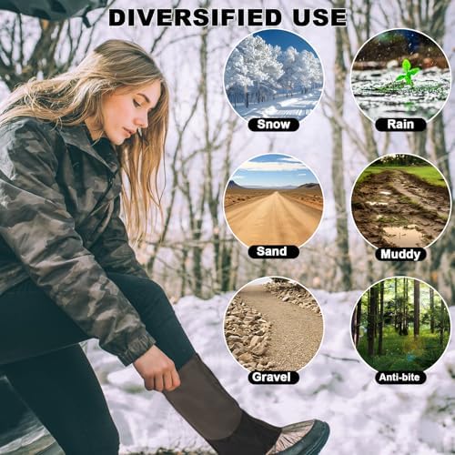 Adjustable Snake Gaiters for Men & Women, Thicken Snake Proof Boot Gators, Snake Bite Protection Guards Chaps, Waterproof Leg Gators for Hiking, Hunting, Snow, Snowshoeing, Rattlesnake