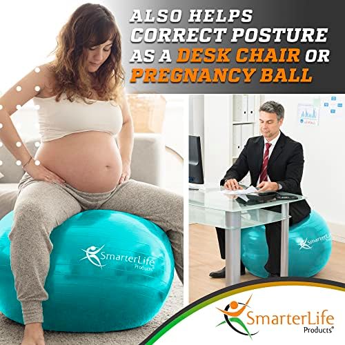 SmarterLife Exercise Ball Yoga Ball for Fitness, Balance, Stability, or Pregnancy, Gym Ball for Core Workout, Physical Therapy, Yoga Ball Chair for Office, Anti-Slip Anti-Burst