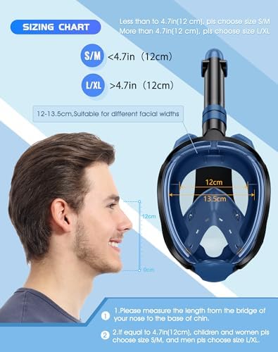 Greatever G2 Full Face Snorkel Mask with Latest Dry Top System,Foldable 180 Degree Panoramic View Snorkeling Mask with Camera Mount,Safe Breathing,Anti-Leak&Anti-Fog
