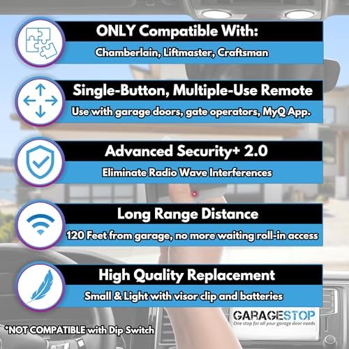 Garage Stop 2X for 891LM Chamberlain Craftsman Liftmaster Garage Door Opener Remote Replacement, 1993 to Present Garage Clicker, Universal Garage Door Opener Remote