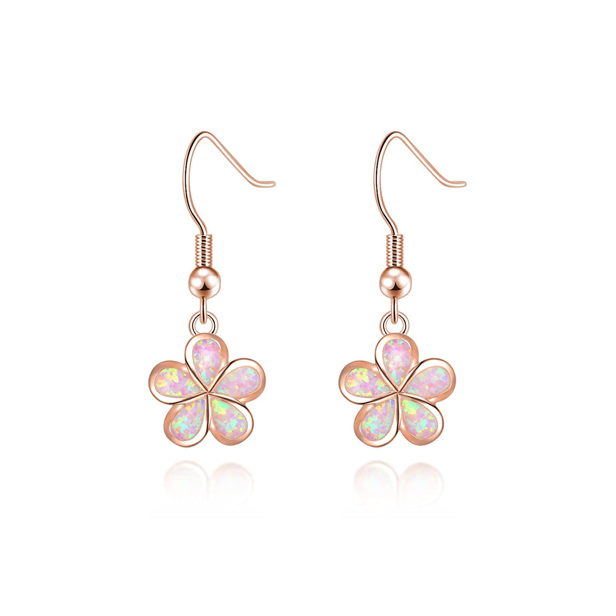 CiNily Rose Gold Plated Flower Dangle Drop Earrings Opal Earrings for Women