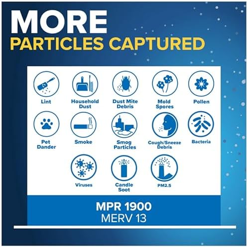 Filtrete 16x20x1 AC Furnace Air Filter, MERV 13, MPR 1900, Premium Allergen, Bacteria & Virus Filter, 3-Month Pleated 1-Inch Electrostatic Air Cleaning Filter, 4-Pack (Actual Size 15.69x19.69x0.78 in)