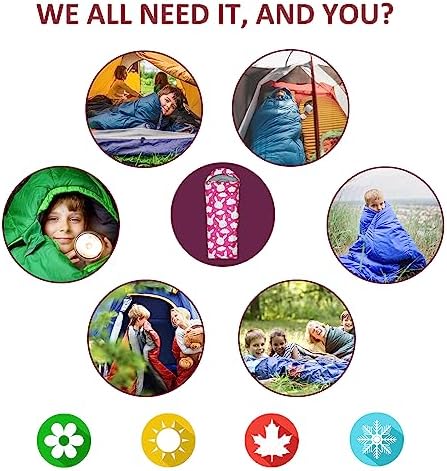 Kids Sleeping Bags - Camping Sleeping Bags with Carry Bag - Compact Sleeping Bag for Hiking, Backpacking 3 Season Warm & Cool Weather, Lightweight Waterproof Outdoor Travel for Boys Girls