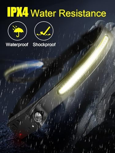 Headlamp Rechargeable, 230° Wide Beam LED Headlamp 2 Pack, Head Lamps LED Rechargeable Super Bright, Motion Sensor Rechargeable Headlamp USB C, 5 Modes Hard Hat Light, Head Flashlight for Adults