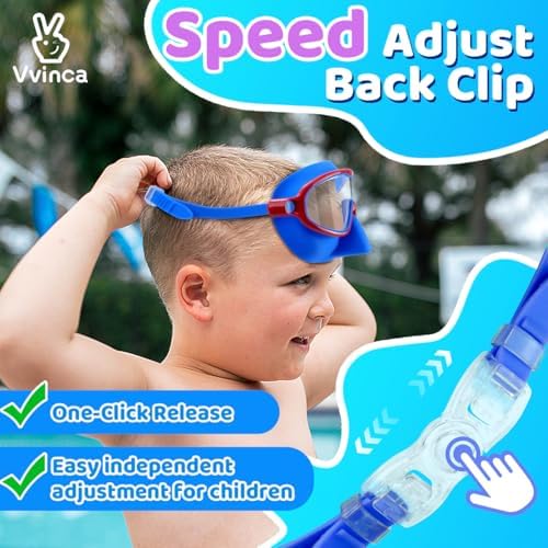 Vvinca Swim Goggles with Nose Cover, 2 Pack Wide View Diving Mask Anti-Fog UV No Leak Toddlers Swimming Goggles for Kids 3-15
