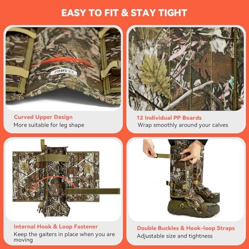 Snake Gaiters Snake Chaps, Waterproof Lower Legs Snake Guards, Snake Bite Protective Gaiters, Anti-Snake Gaiters for Men/Women, Adjustable Size for Hunting/Hiking/Farm Working