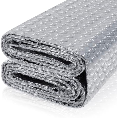 Reflective Bubble Insulation Sheet, Double Side Aluminum Foil Bubble Shield, Aluminum Foil Thermal Insulation Radiant Barrier for Windows, RV, Roof, Garage Door (23.6IN X 15FT)