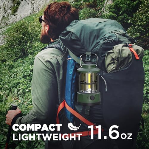 EverBrite LED Camping Lantern, USB C Rechargeable Lantern with Stepless Dimming, Vintage Portable Camping Lights & Lanterns, Lanterns for Power Outages, Hurricane, Emergency, Fishing, Home and More