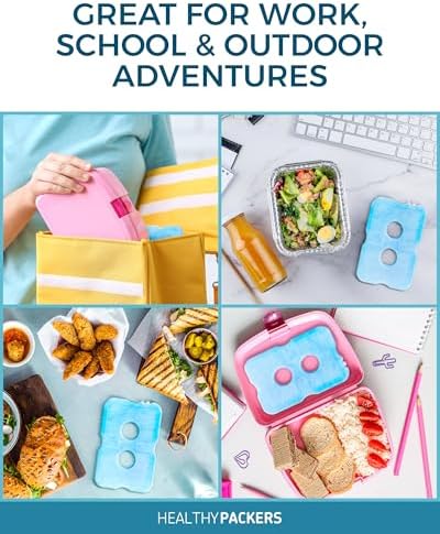 Healthy Packers Ice Packs for Lunch Boxes & Coolers - Freezer Packs - Original Cool Pack | Cooler Accessories for Beach, Camping & Fishing | Slim & Long-Lasting Reusable Ice Pack for Cooler